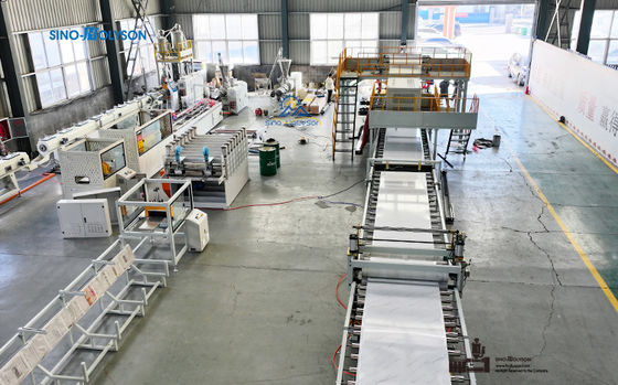 Sinohs Automatic SPC Floor Manufacturing Equipment / SPC Floor Sheet Making Machine